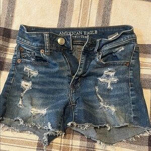 American Eagle Outfitters Women's Ripped Blue Jean Shorts